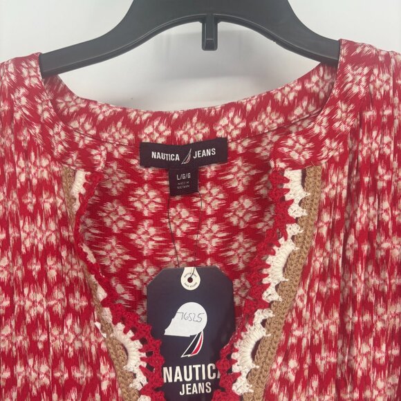 Nautica Women' Siesta Key Beach Printed Popover Dress Samba Multi Size Large NWT - Picture 5 of 5